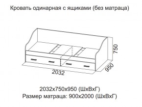 Кровать одинарная с ящиками (Без матраца 0,9*2,0) в Юрюзани - yuryuzan.магазин96.com | фото